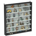 Six Shelf Wall-Mounted Display Cabinet with Glass Doors - Black and White