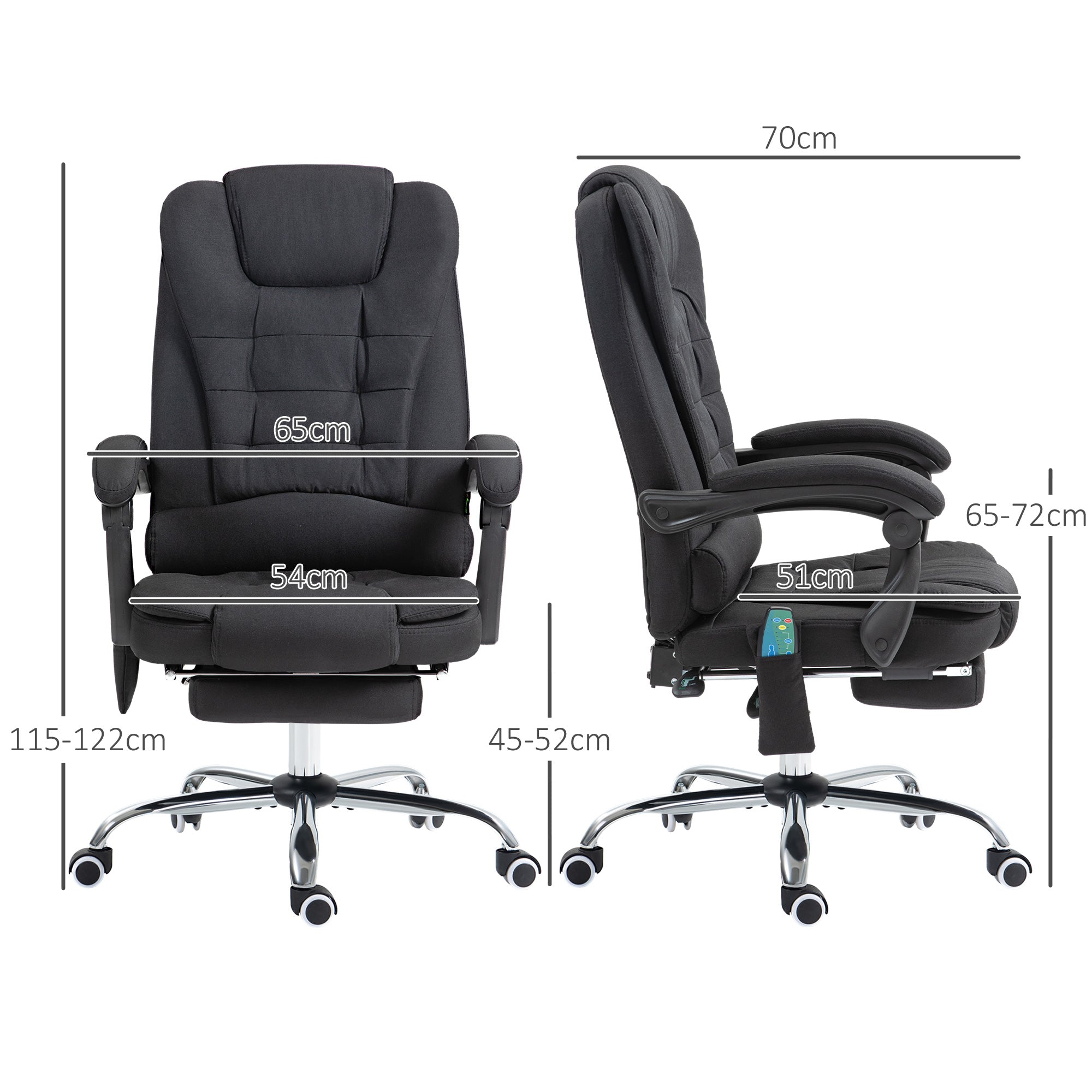 Six-Point Massage and Heated Office Chair - Black