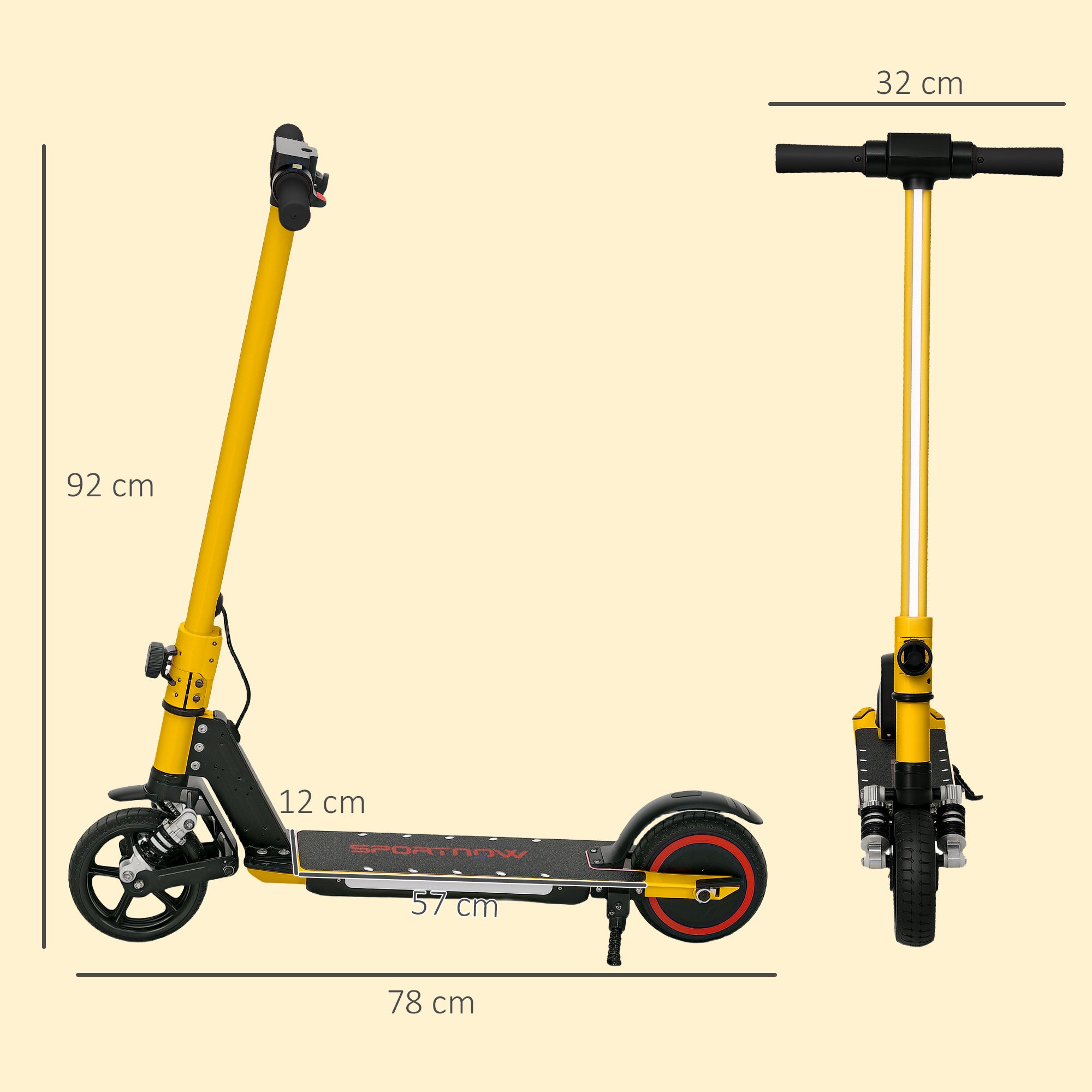 Folding Electric Scooter for Kids 6-14 with Dual Brakes, Front Suspension, LED Lights & Display - Gold Tone