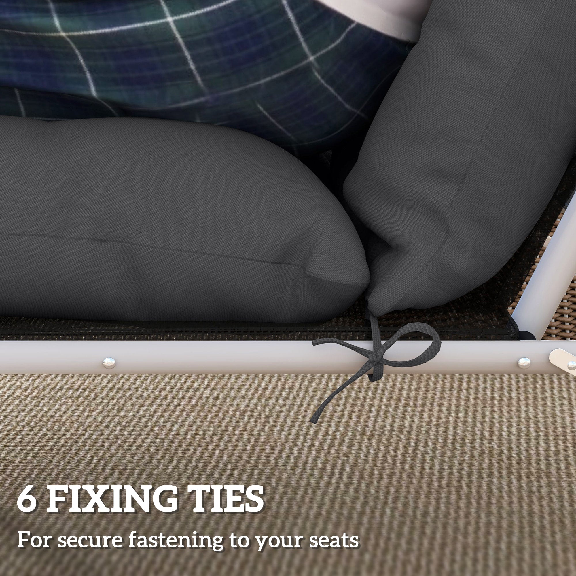 Set of Two 190 x 56cm Sun Lounger Cushions - Dark Grey