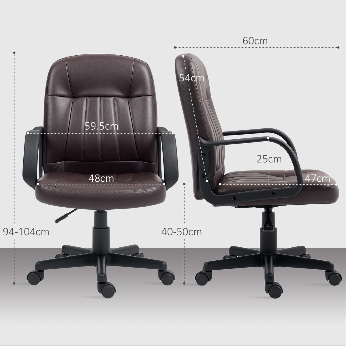 Swivel Executive PU Leather Computer Desk Chair - Dark Brown