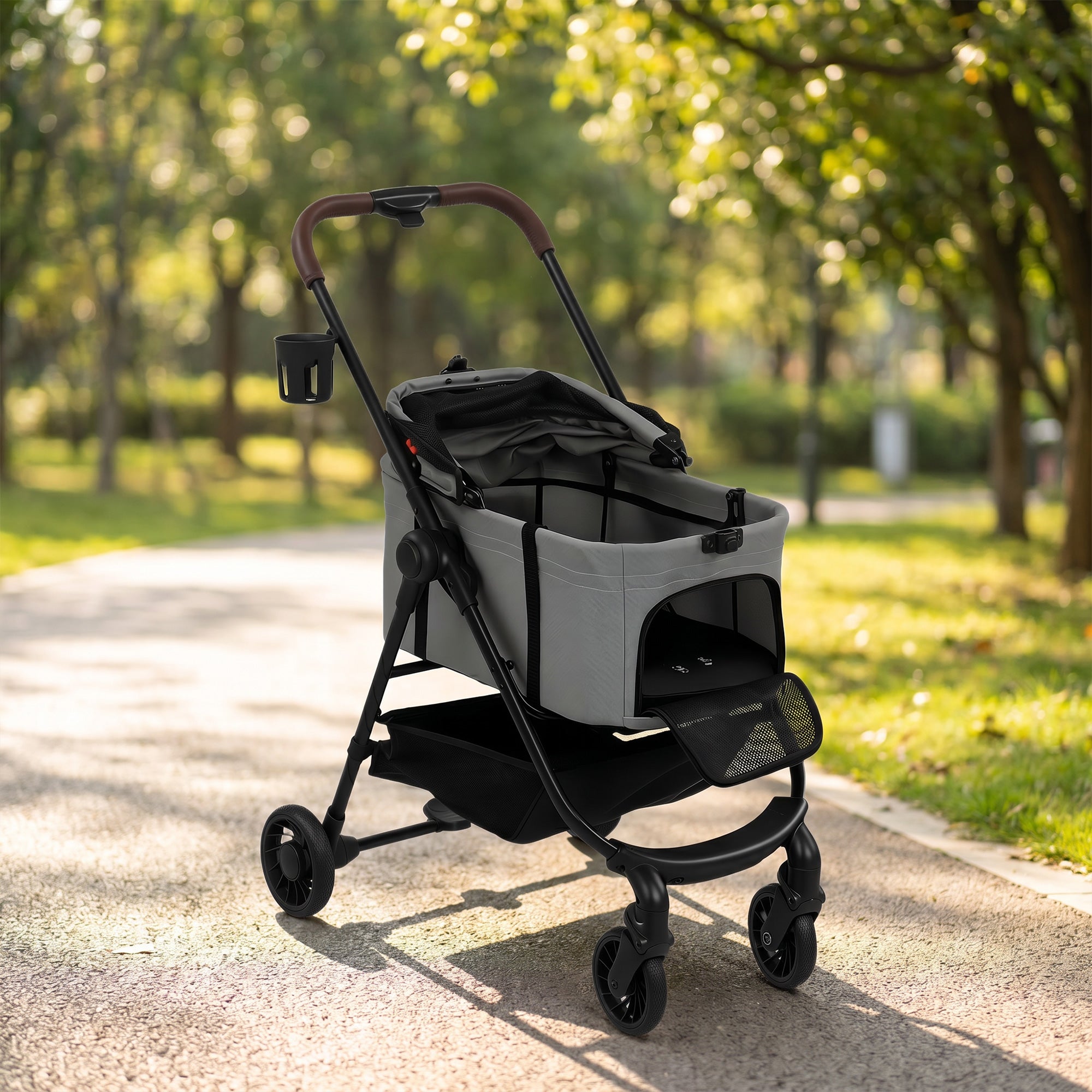 Dog Stroller, 3 in 1 Foldable Pet Stroller for Small Puppy Cat with Detachable Travel Carrier, Storage Basket, Grey