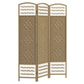 3 Panel Folding Room Divider, Privacy Screen, Paravent Partition Separator for Living Room, Bedroom, Natural Wood