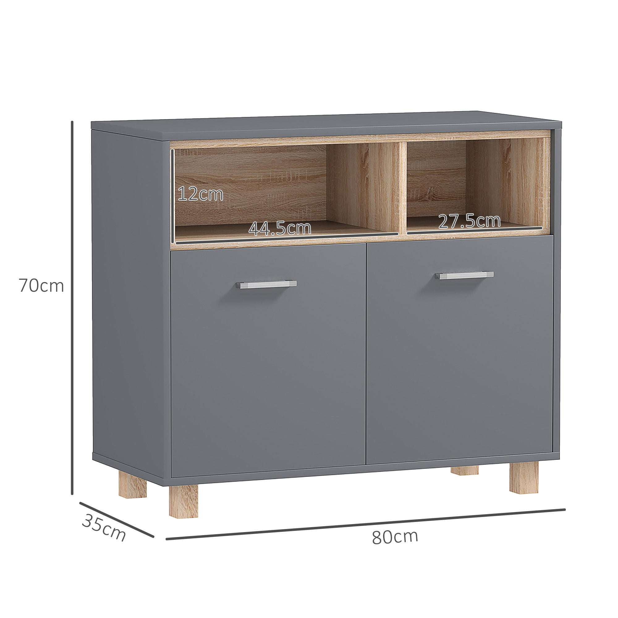 Freestanding Bathroom Cabinet, Bathroom Storage Unit, Bathroom Storage Cabinet with Open Compartments and Double Doors