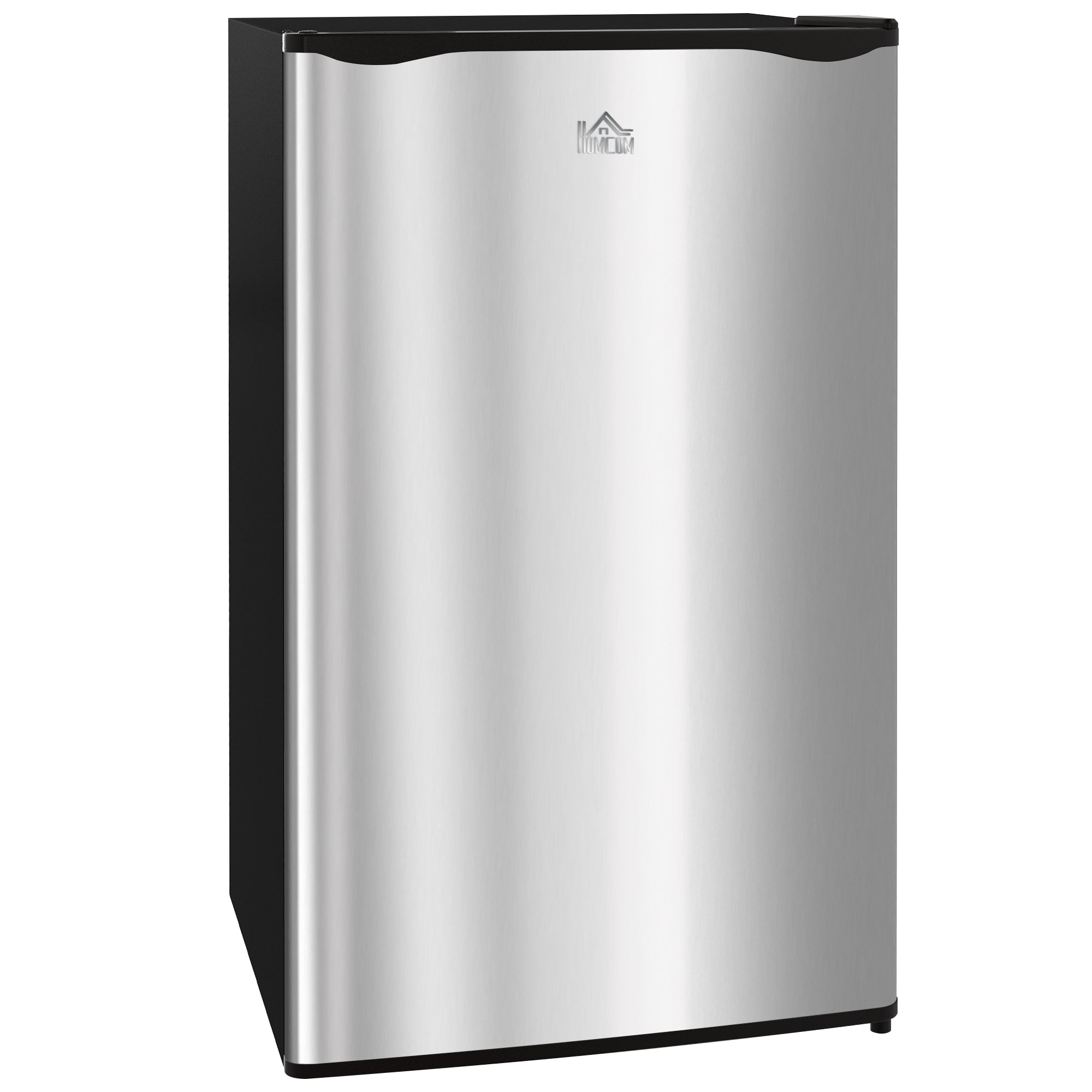 Under Counter Fridge, 91L Small Fridge with Chiller Box, Removable Shelf, Reversible Door, Adjustable Legs, Mini Refrigerator, Silver Tone