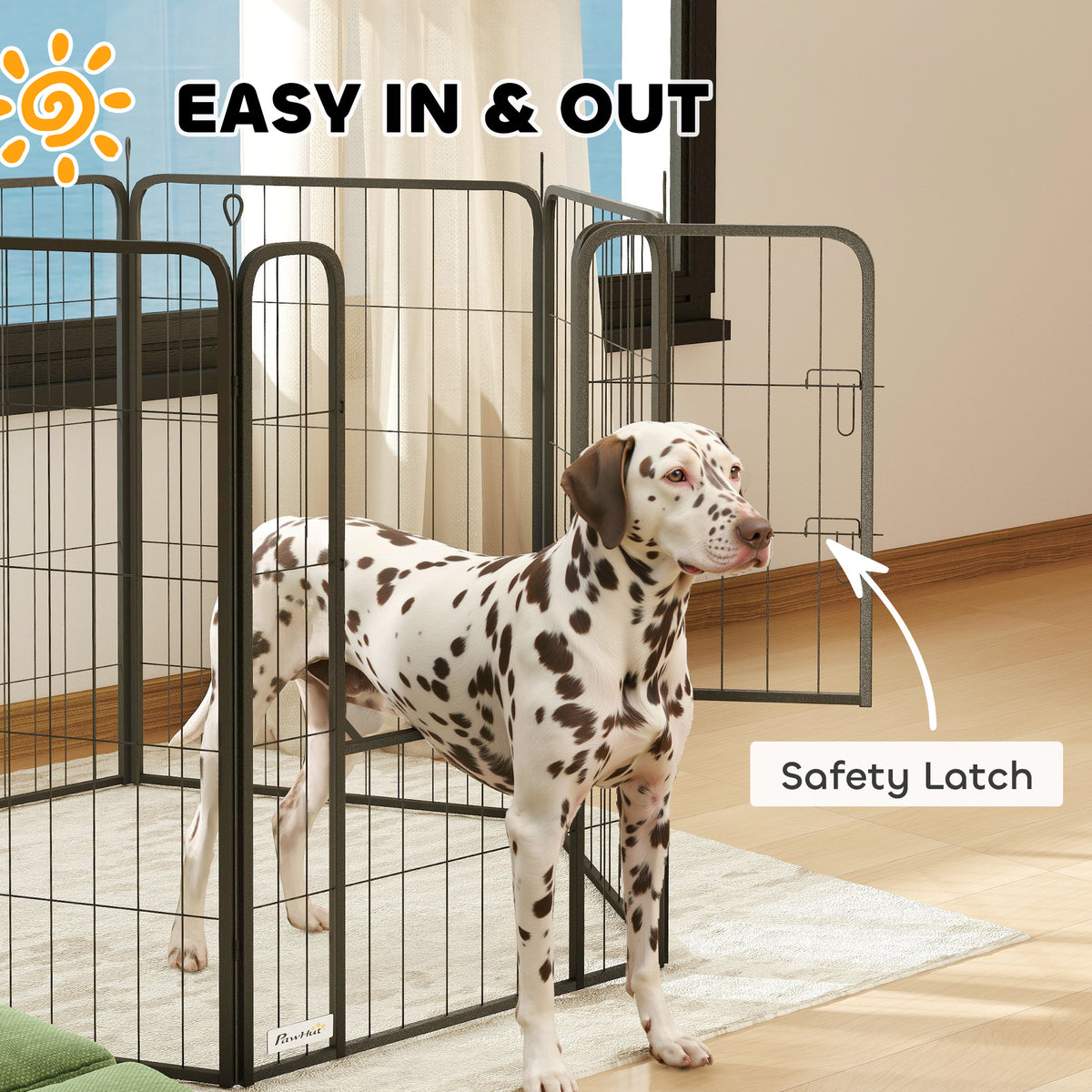 Heavy Duty 6-Panel Dog Playpen with Secure Door 100cm High for Indoor Outdoor - Black