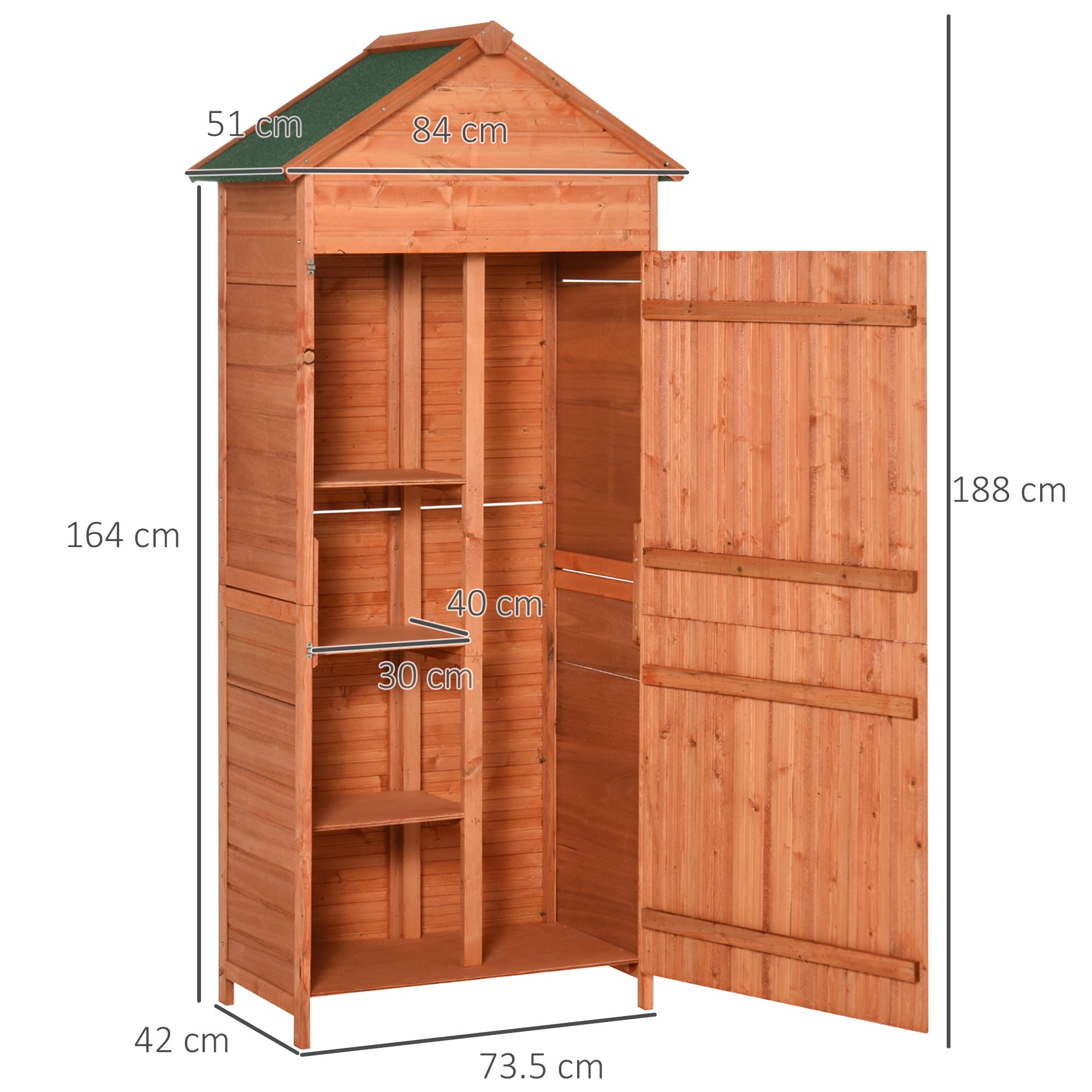 4-Tier Lockable Outdoor Garden Utility Gardener Tool Kit Storage Cabinet Wood Color