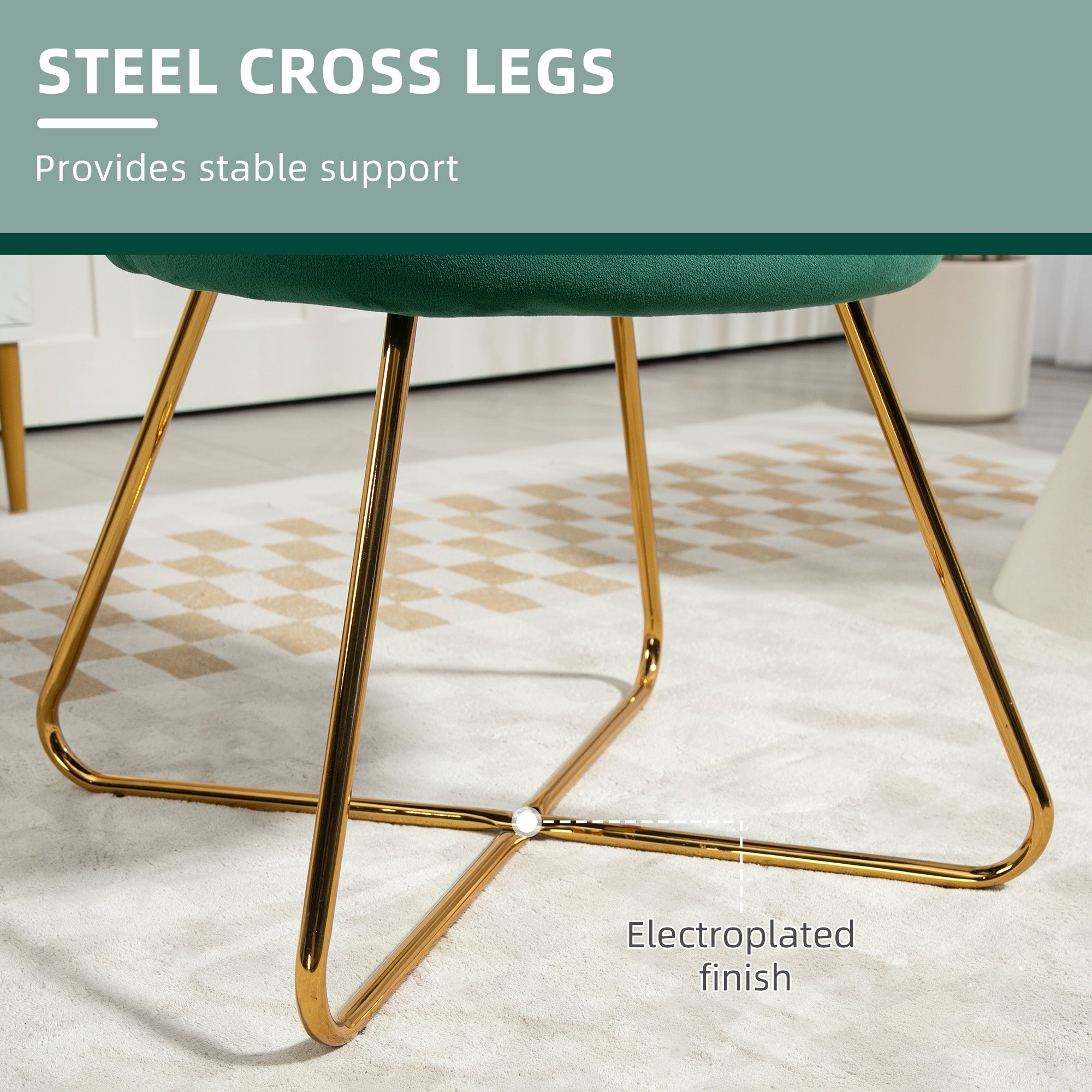 Velvet-Feel Lotus Petal Accent Chair with Steel Legs - Green