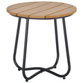Round Outdoor Side Table Adjustable Leg Pads Garden Table 49 x 49 x 48 cm Natural Wood & Black