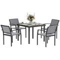 5 Piece Outdoor Garden Dining Set with Texteline Chairs - Grey