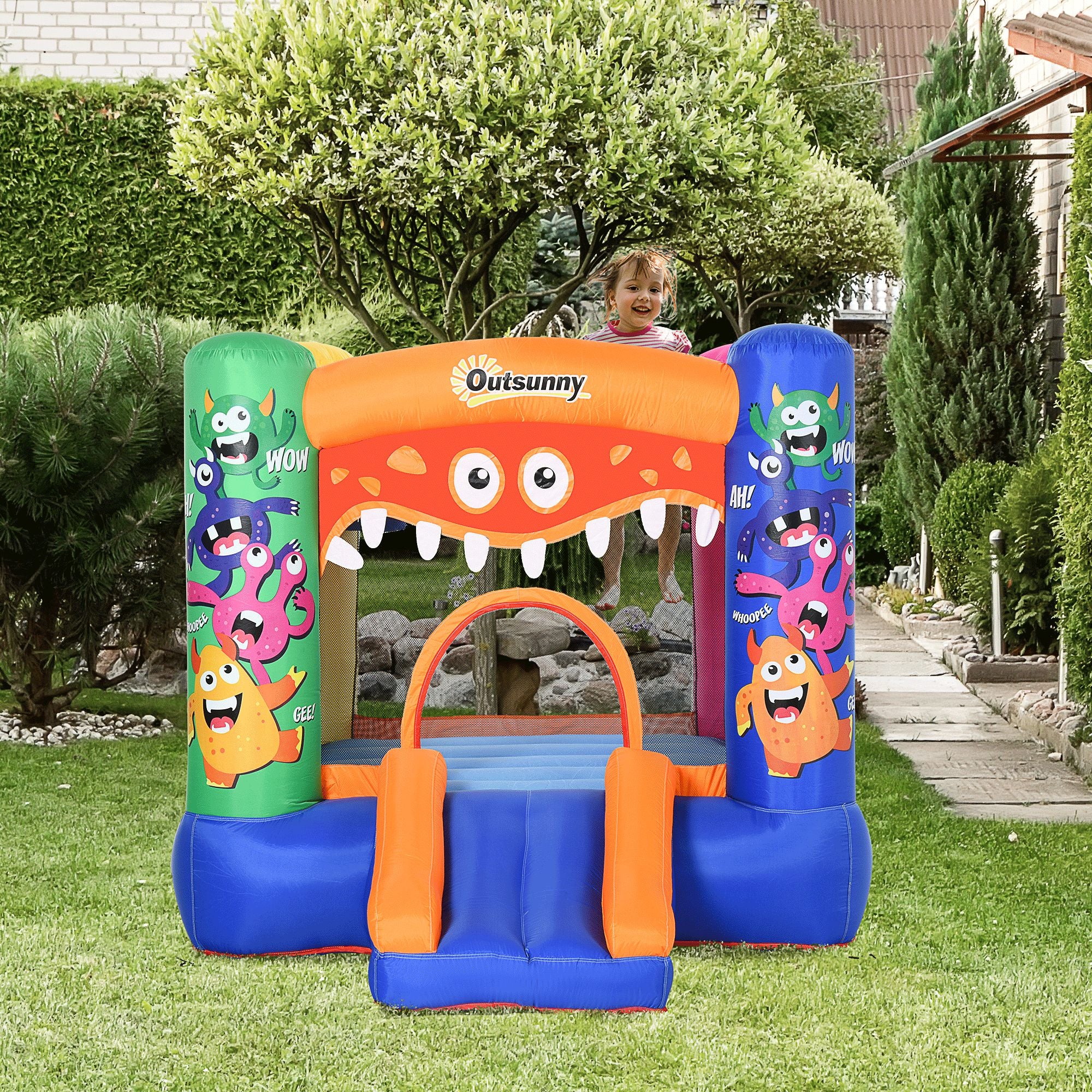 Bouncy Castle Inflatable Basket Trampoline Slide Monster Design 180 x 250 x 175 (CM)