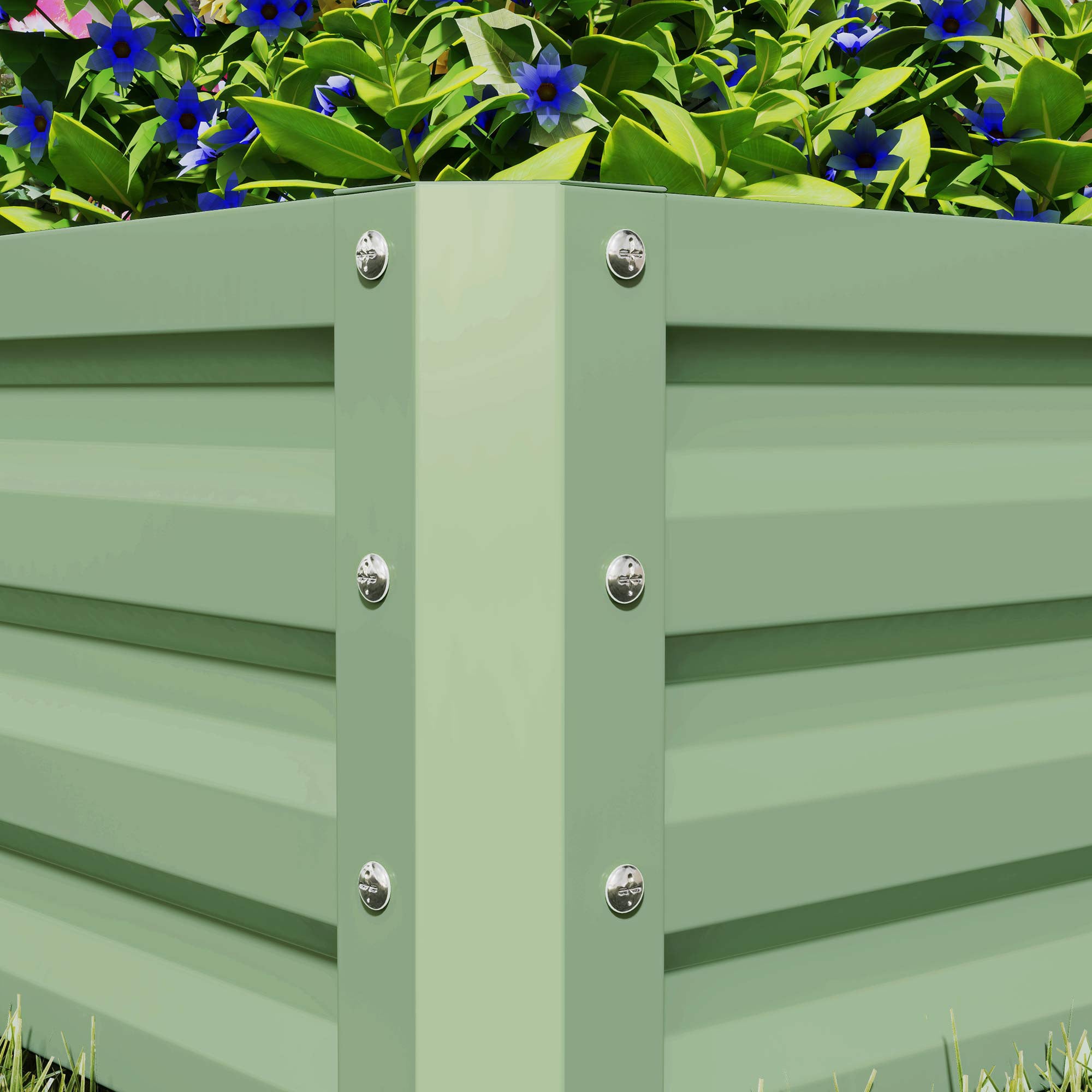 Set of Two 60 x 60cm Steel Planter Boxes - Light Green