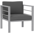1 Seater All-Weather Garden Sofa with Removable Cushions - Charcoal Grey