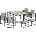 Nine-Piece Steel Frame Garden Dining Set - Dark Grey