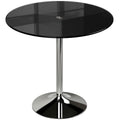 Round Bar Table, Modern Dining Table with Tempered Glass Top and Steel Frame for 4, 80 x 80 x 77cm, Black
