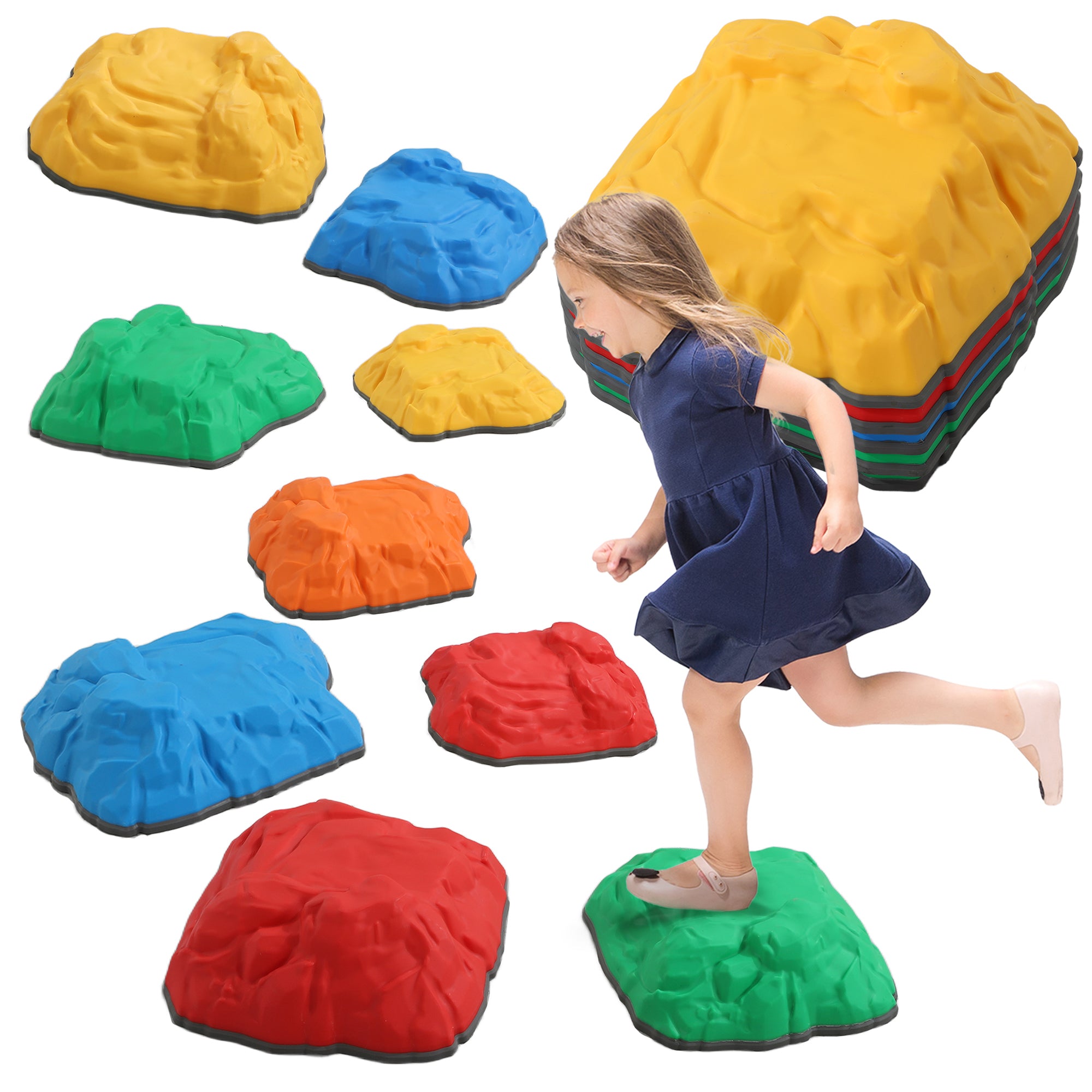 Balance Stepping Stones for Kids with Non-slip Bottom, Indoor Outdoor Obstacle Course for Ages 3-8 Years, Multicoloured