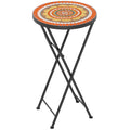 Mosaic 35.5cm Round Folding Outdoor Garden Table with Metal Frame - Orange