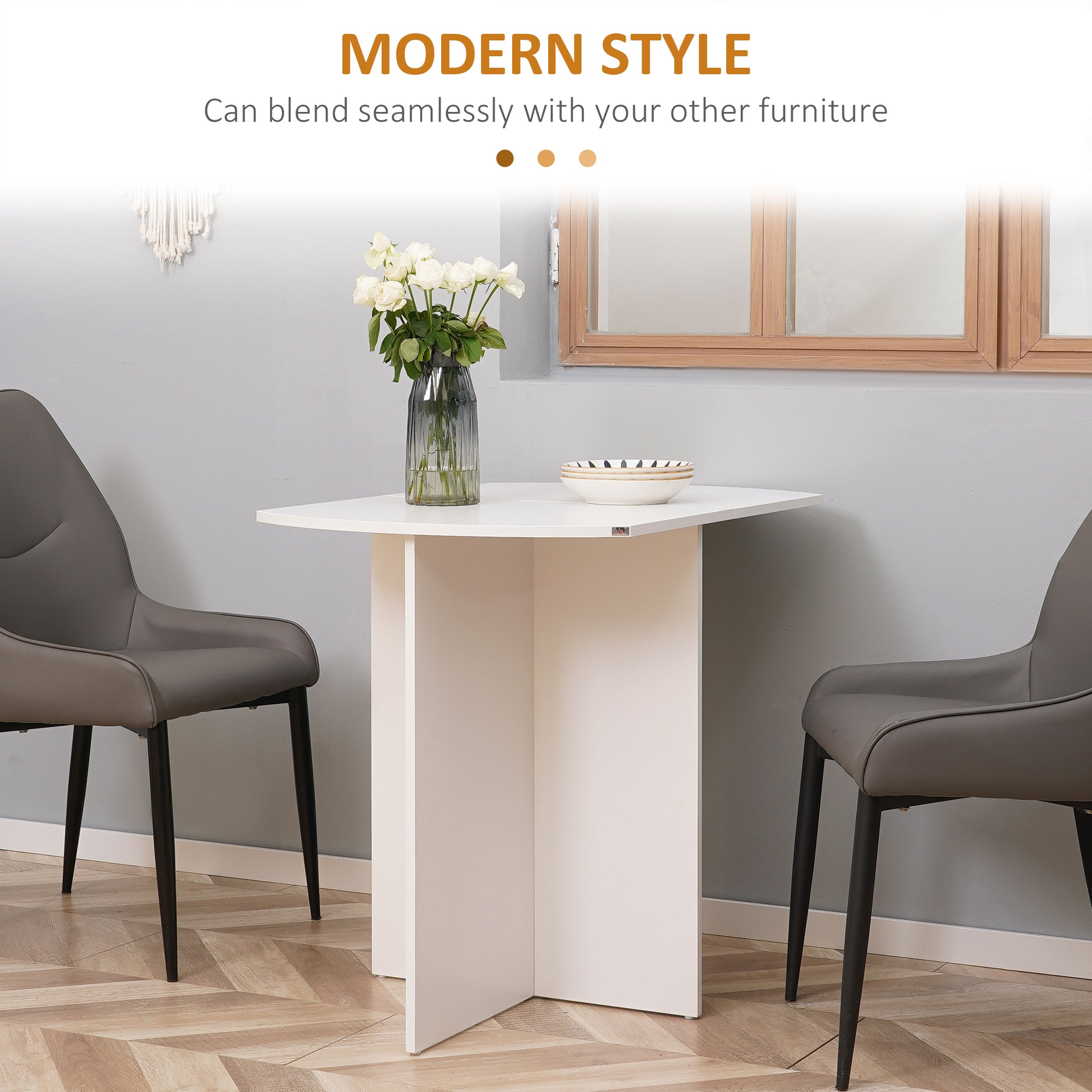 Four-Person Drop Leaf Dining Table - White