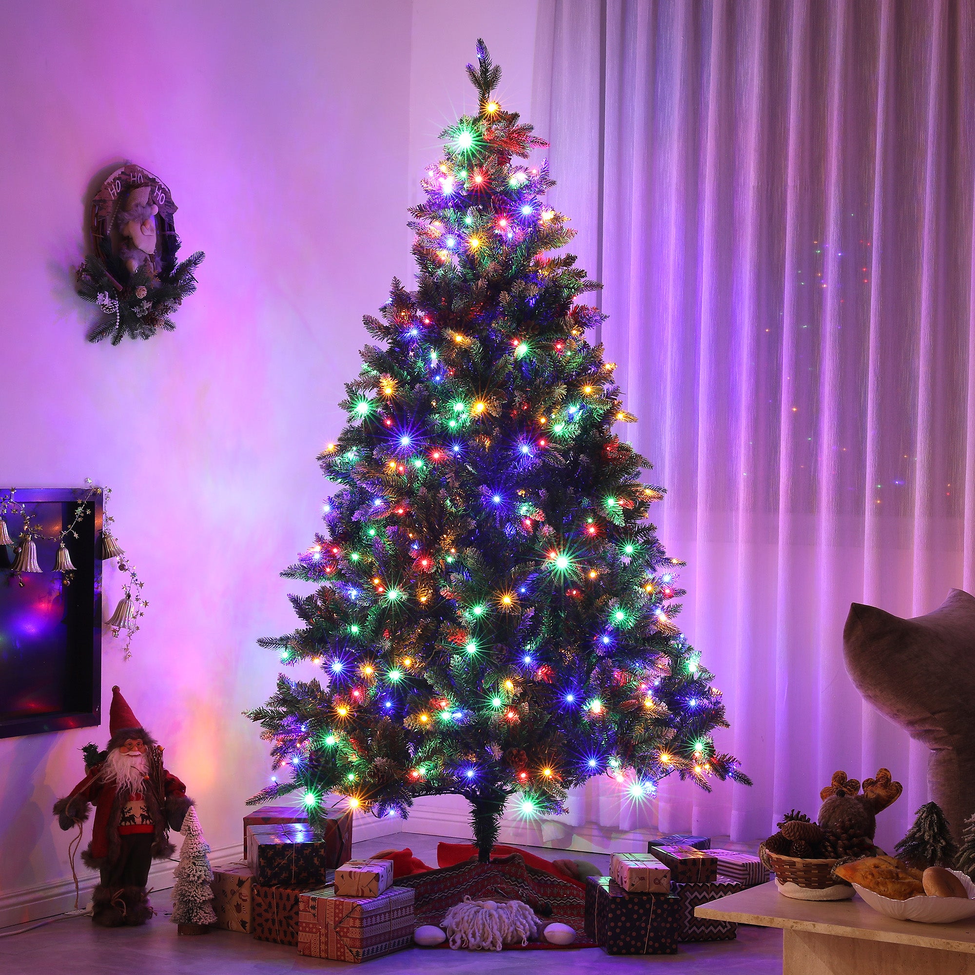 6ft LED Pre-Lit Artificial Christmas Tree, with Base