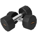 2 Piece 10kg Dumbbell Set with Non-Slip Grip and Rubber Coating - Black and Orange