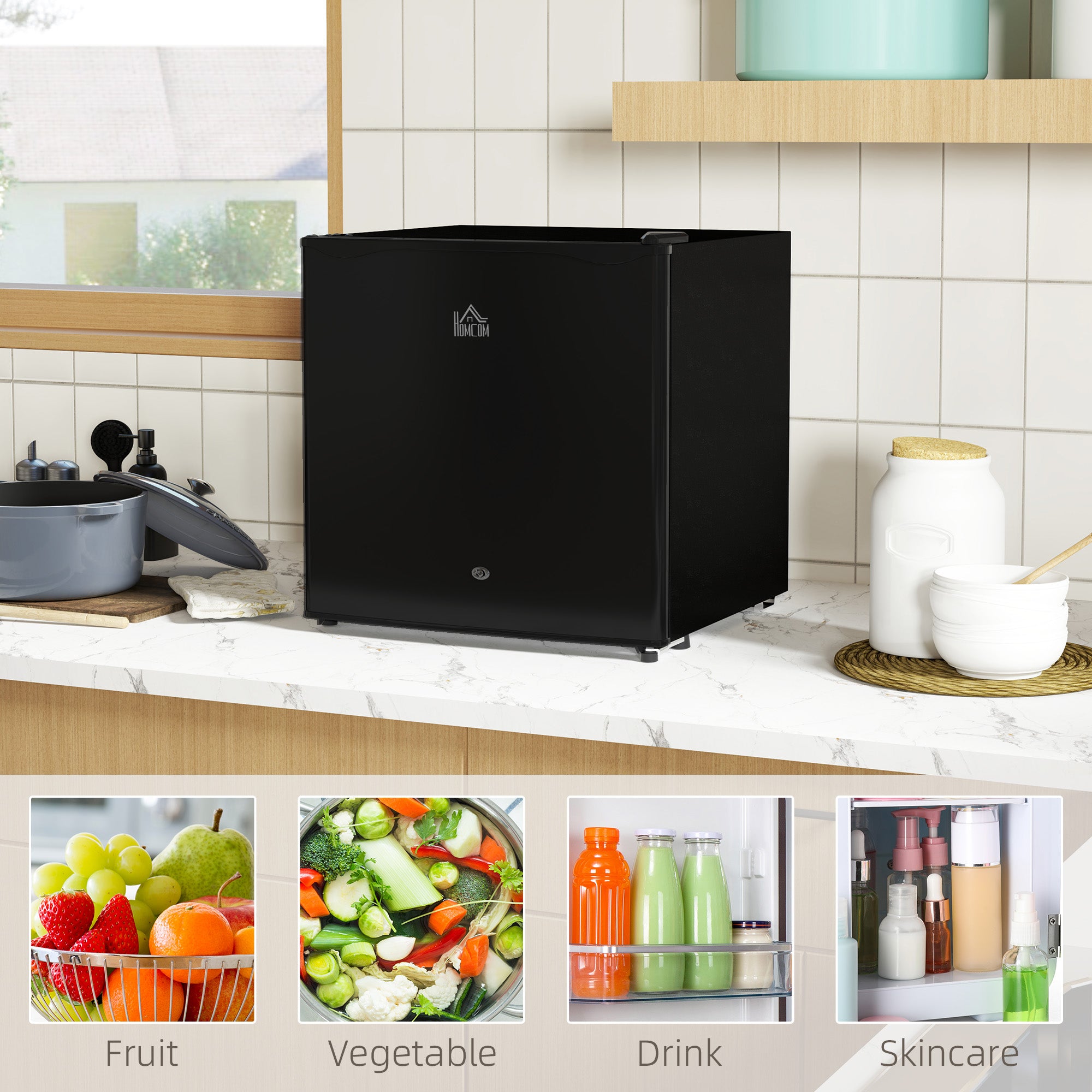 46 Litre Lockable Countertop Fridge - Black