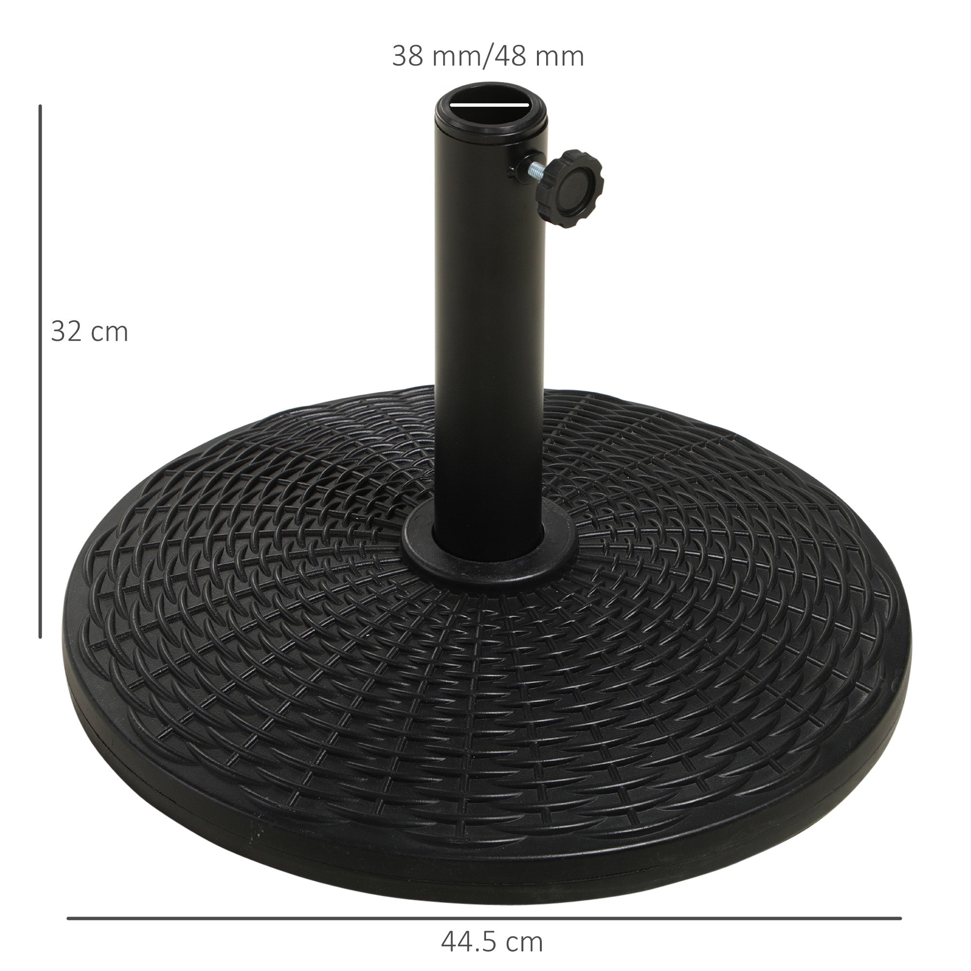 11.5 kg Plastic and Cement Rattan Pattern Parasol Base - Black