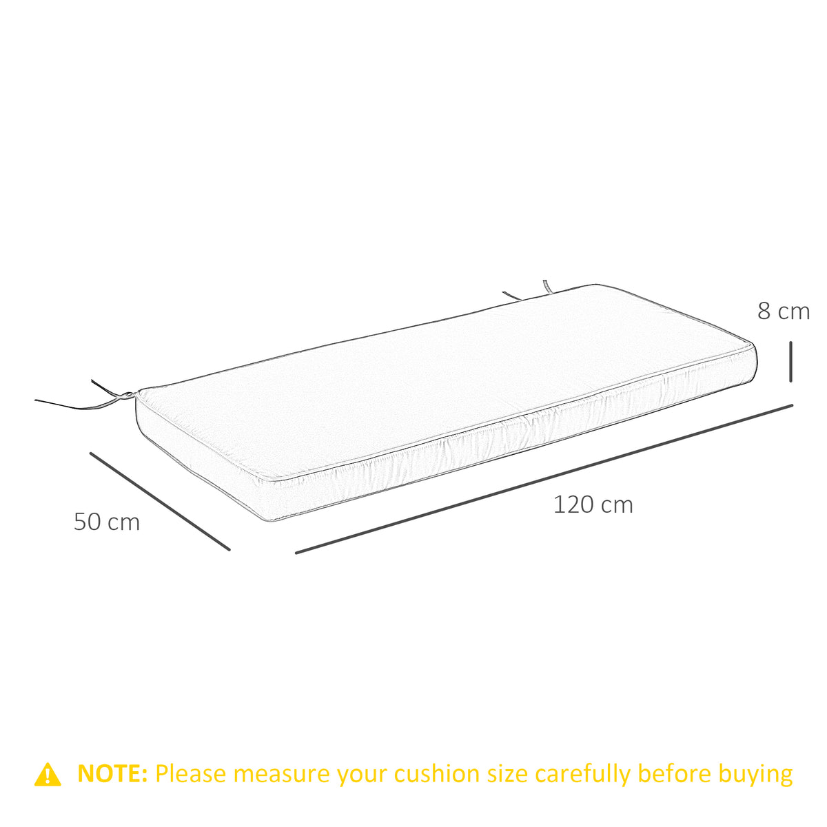 2 Seater Outdoor Garden Bench Cushion Waterproof Polyester 120x50cm - Light Grey