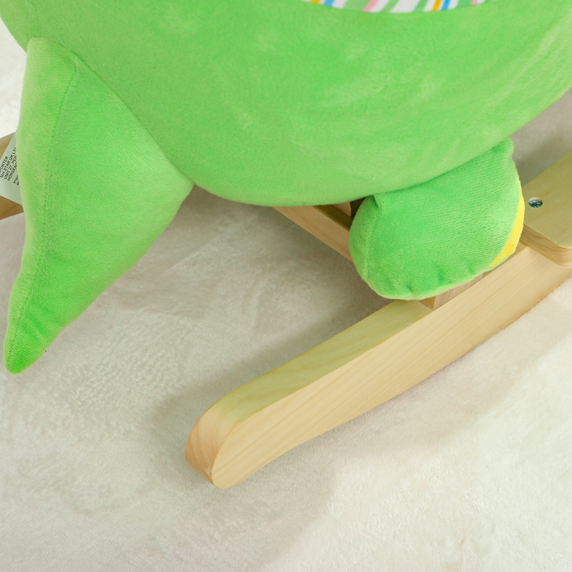 Baby Rocking Dinosaur with Animal Sounds, Safety Belt, Wooden Base, for Toddlers 18-36 Months, Green