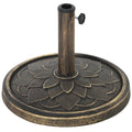 12kg Heavy Duty Resin Garden Parasol Base with Retro Lotus Design - Bronze Tone