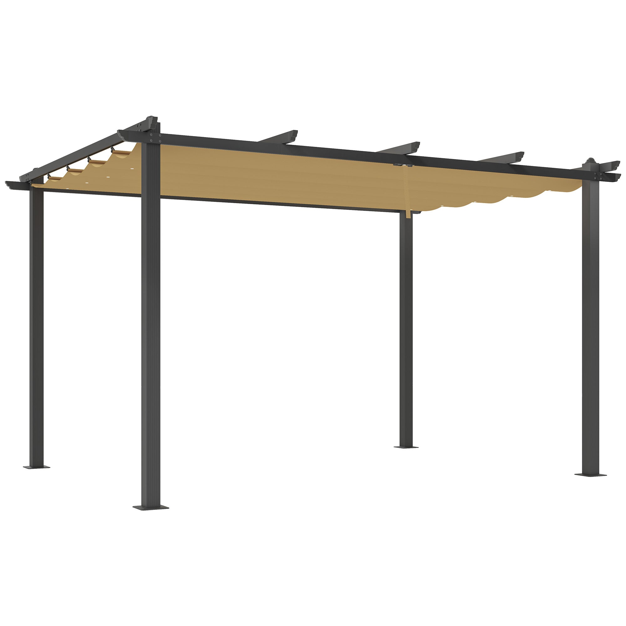 3 x 4m Aluminium Pergola with Retractable Roof - Khaki