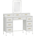 Multi-Storage Elegant Dressing Table, with LED Mirror - White