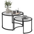 Two-Piece Nesting Glass-Top Coffee Tables - Clear & Black