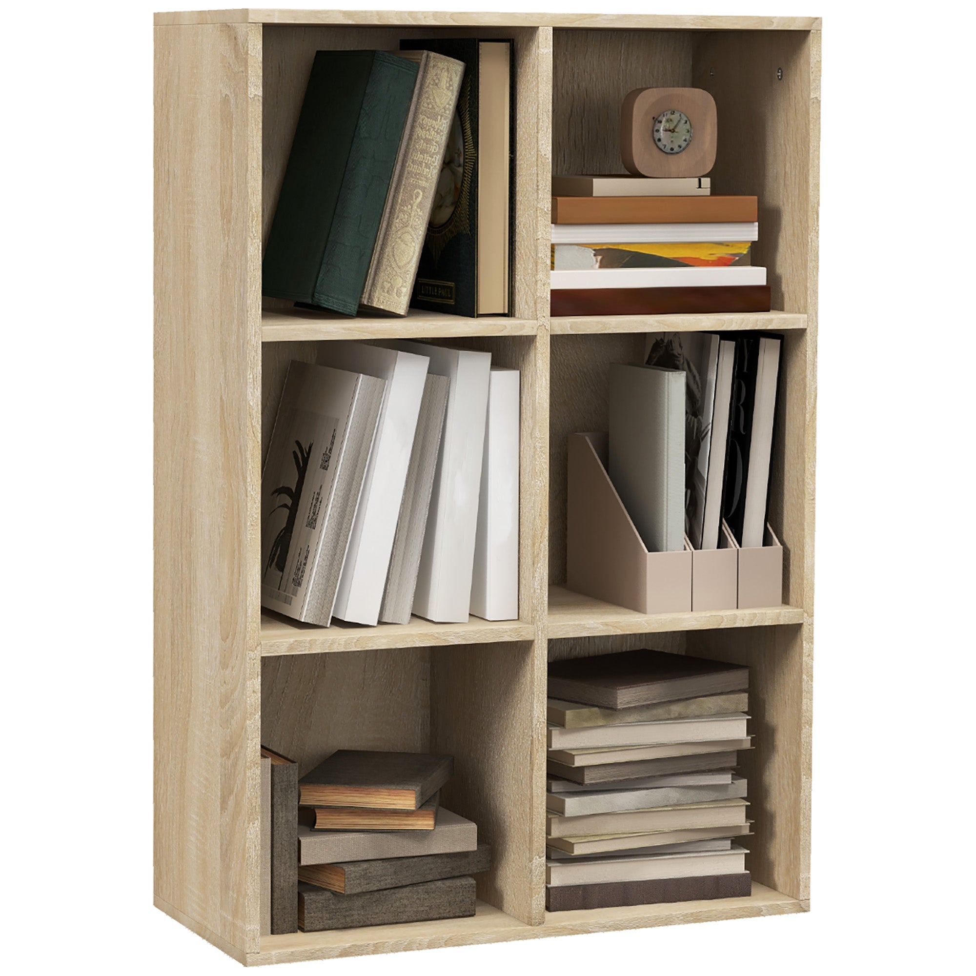 Six-Cube Bookcase - Oak Wood Effect