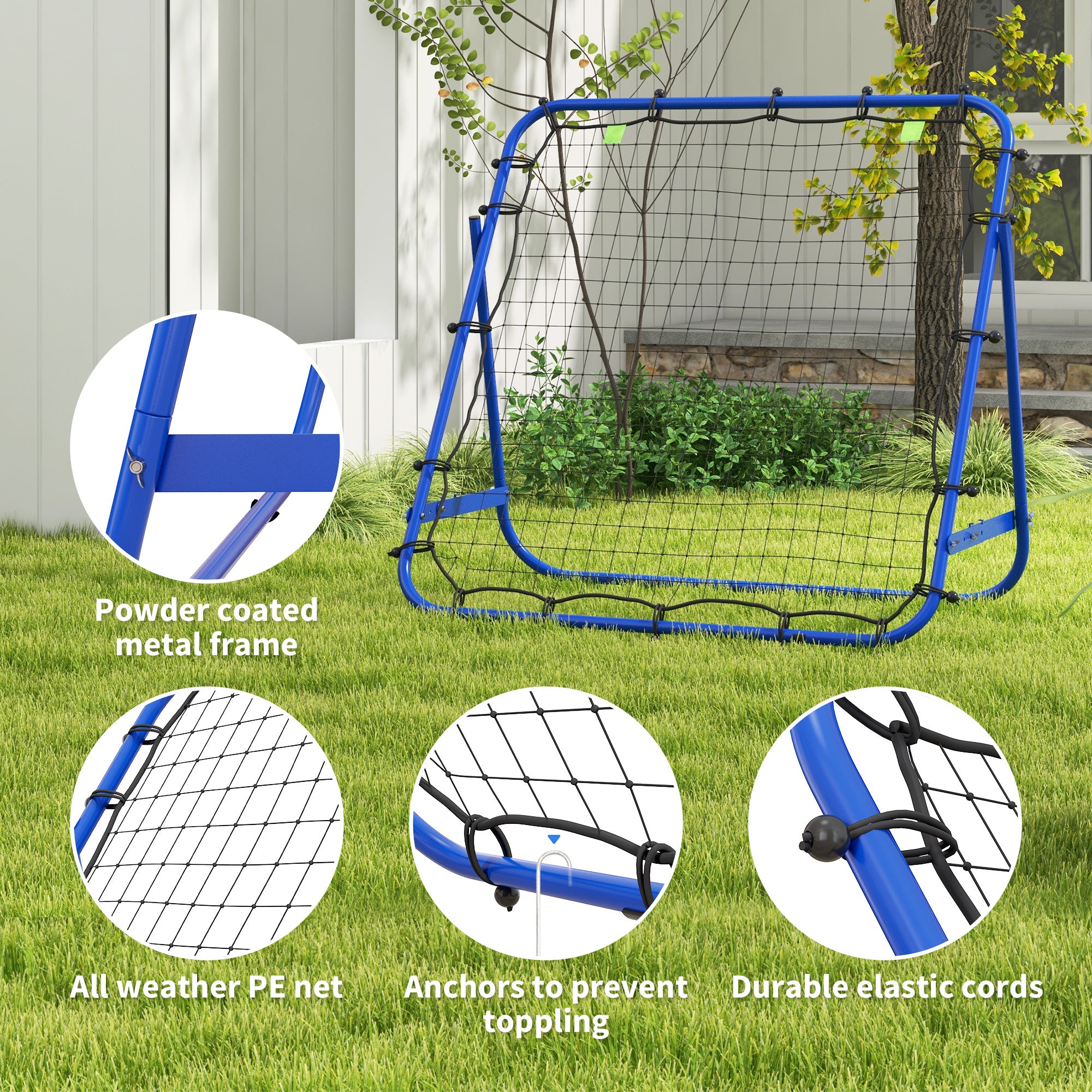 Adjustable Rebounder Net Kickback Target Goal for Teens Adults Training, Blue