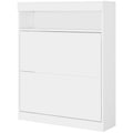 16 Pair Shoe Storage Cabinet with Flip Doors - High Gloss White