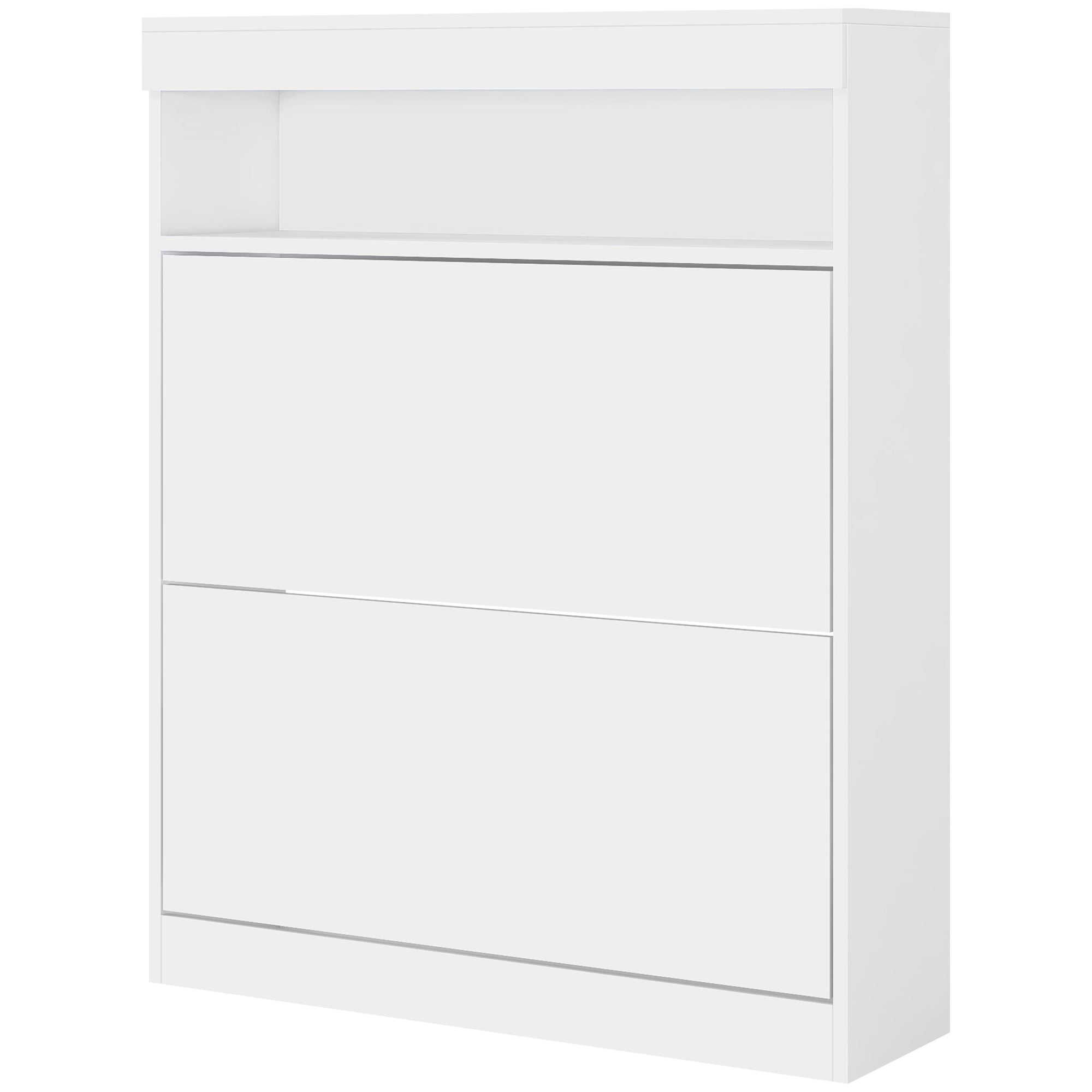 16 Shoe Pair Storage Cabinet, with Flip Doors - High Gloss White