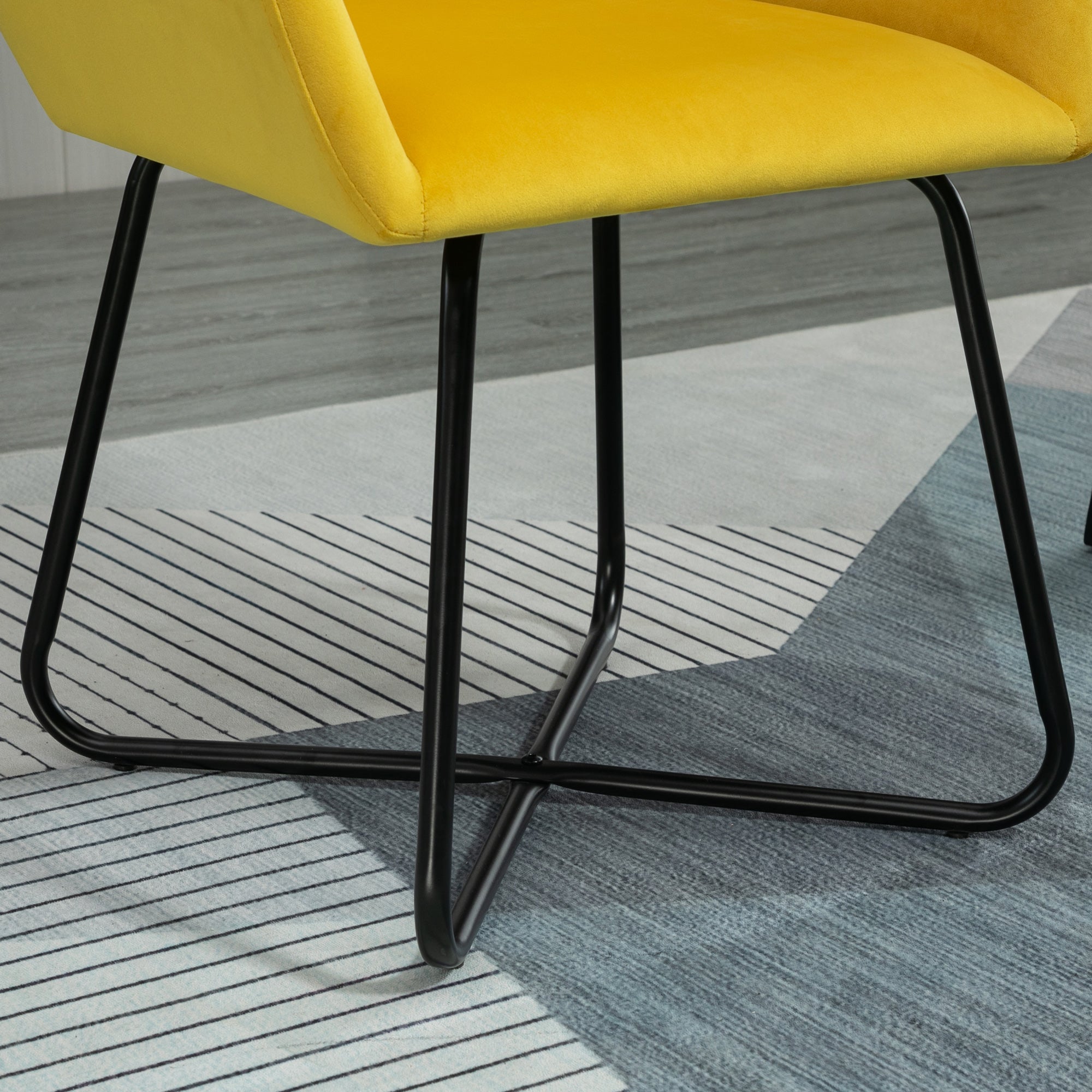 Modern Dining Furniture Set with Round Table and Accent Armchair Black and Yellow