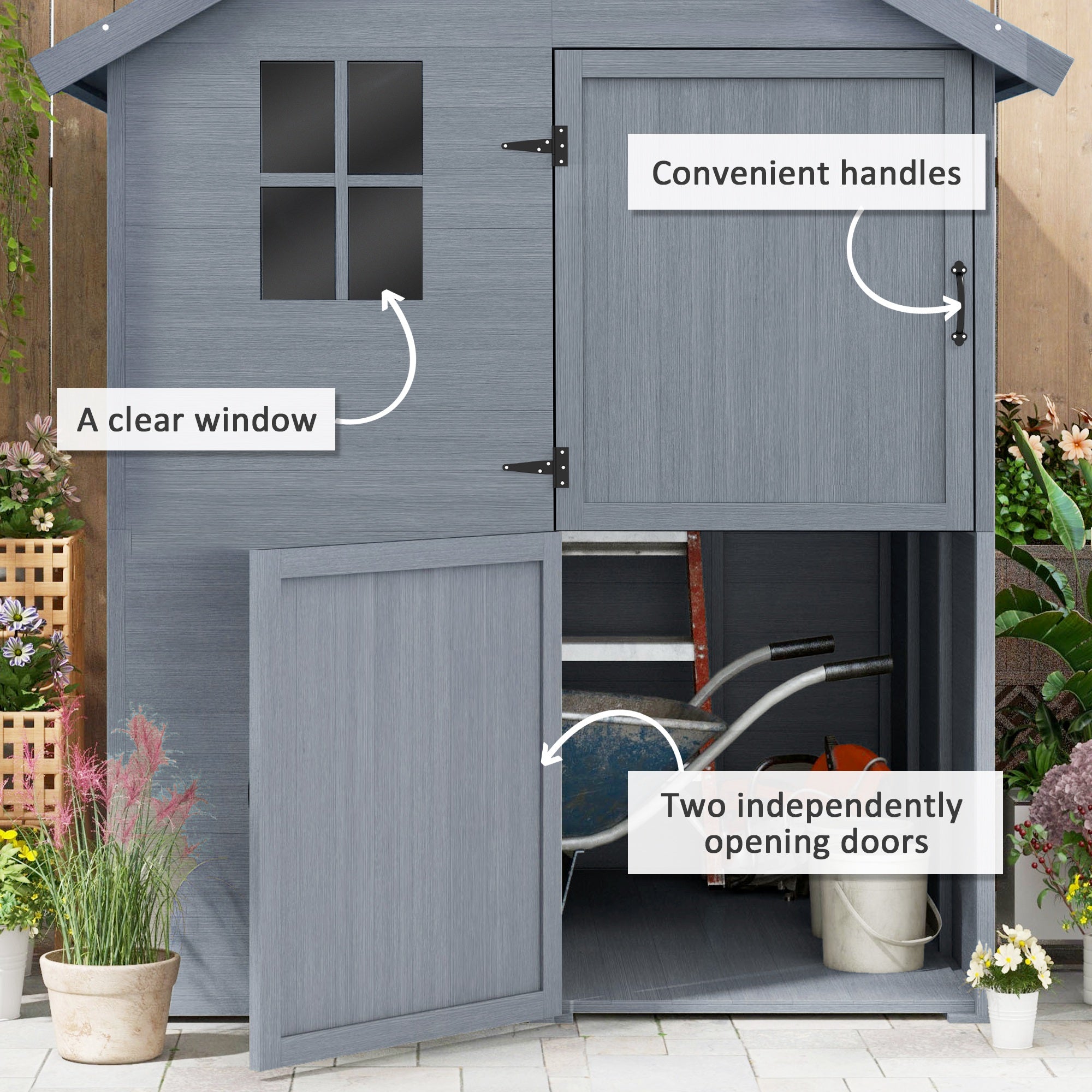 6 x 6.5ft Wooden Garden Shed, with Floor - Grey