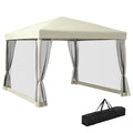 3 x 3m Pop Up Gazebo Canopy Tent with Mesh Screen and Carry Bag - Tan