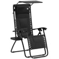 Zero Gravity Folding Reclining Chair with Padded Cushion and Shade Cover - Black