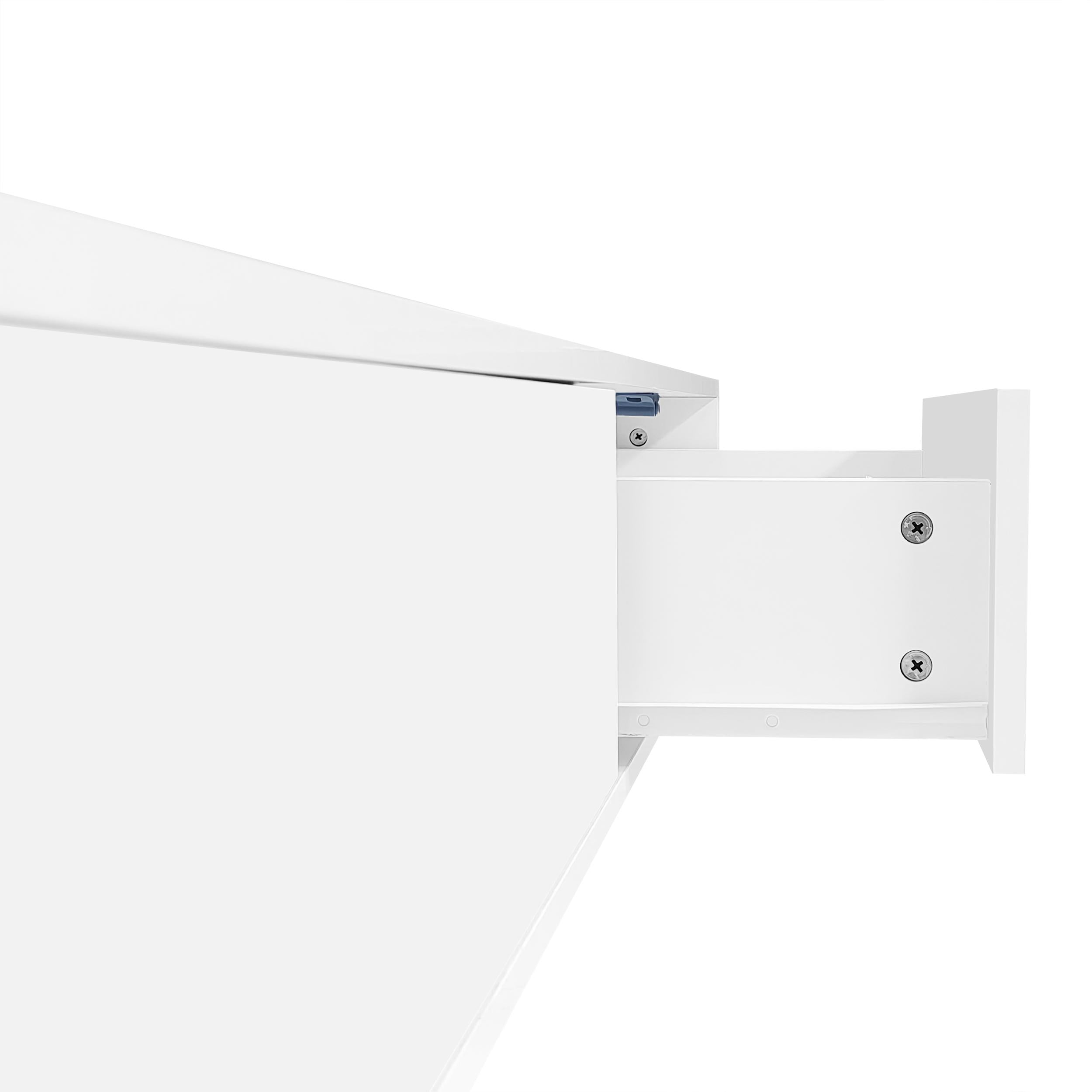 High Gloss LED Coffee Table with 2 Drawers and Bluetooth Control, Tea Table with Particle Board, 115L x 55W x 34H cm, White