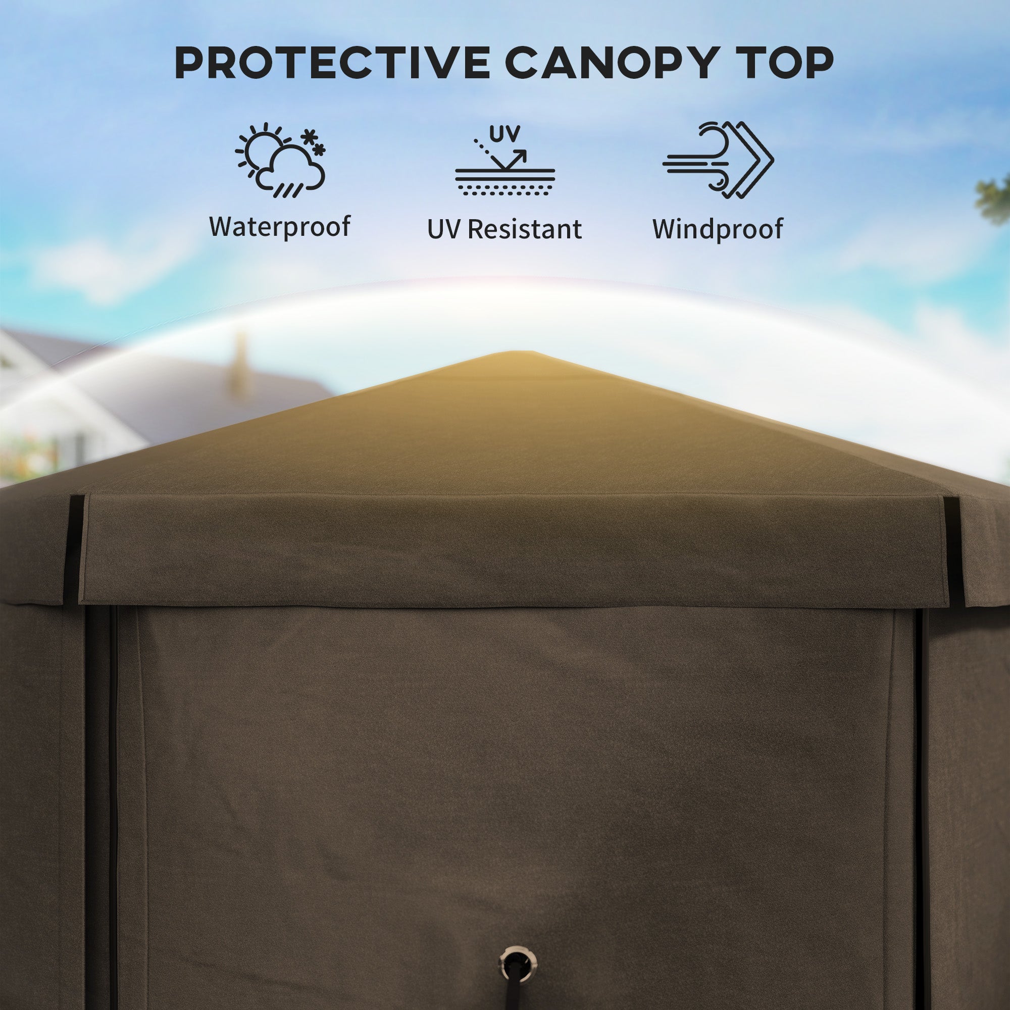 3x3 Metre Hexagon Pop Up Gazebo with Netting Waterproof - Brown