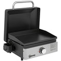 Grill Griddle, Portable Gas Plancha, 3.5 kW, Tabletop Gas BBQ with Grease Cup for Camping Picnic Patios, Black