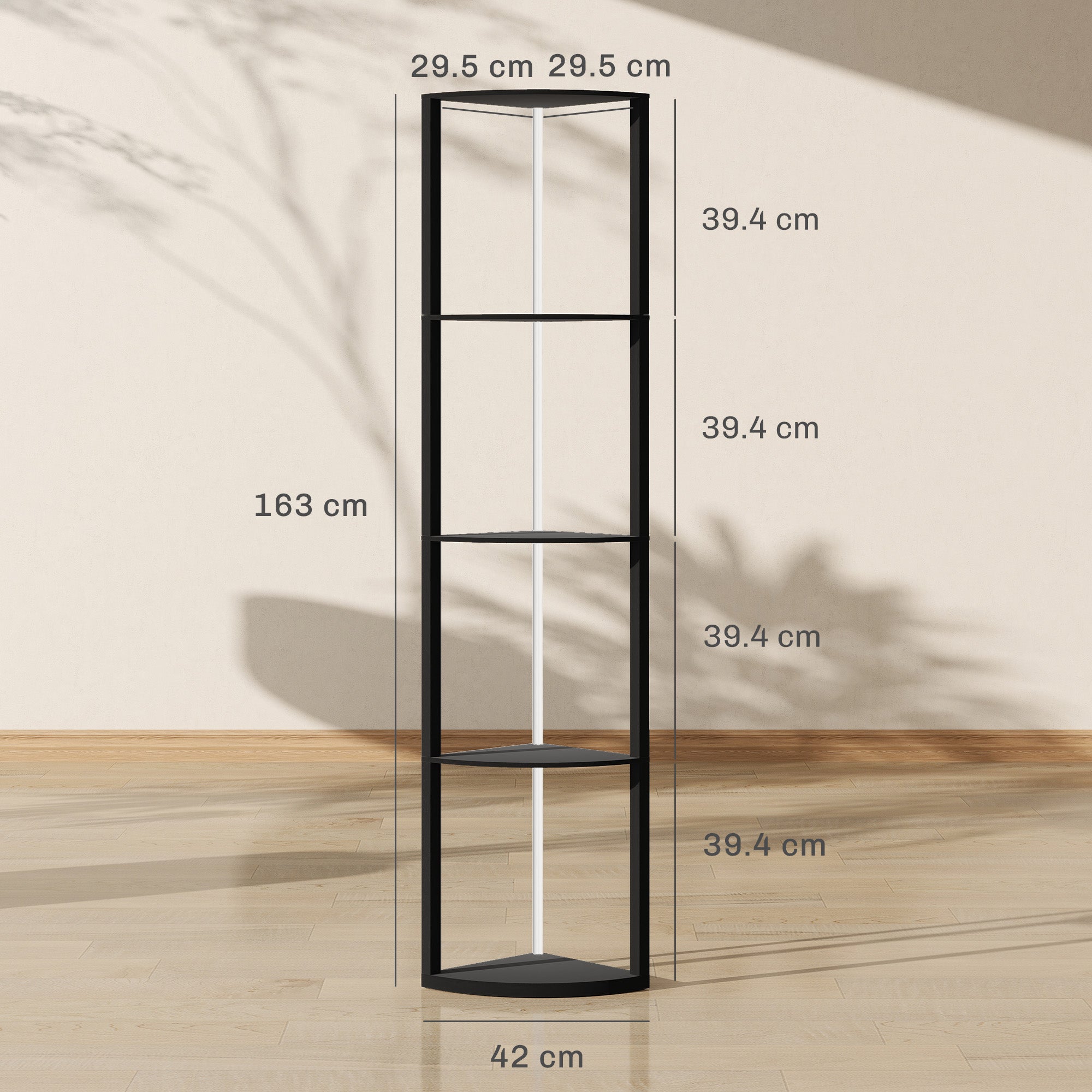 RGB LED Floor Lamp with Shelves, 4-Tier Dimmable Standing Lamp with Remote Control, Black