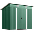 7 x 4ft Outdoor Storage Shed with Foundation Kit, Lean to Metal Garden Shed for Log, Rubbish Bin, Tool, Bike, Green
