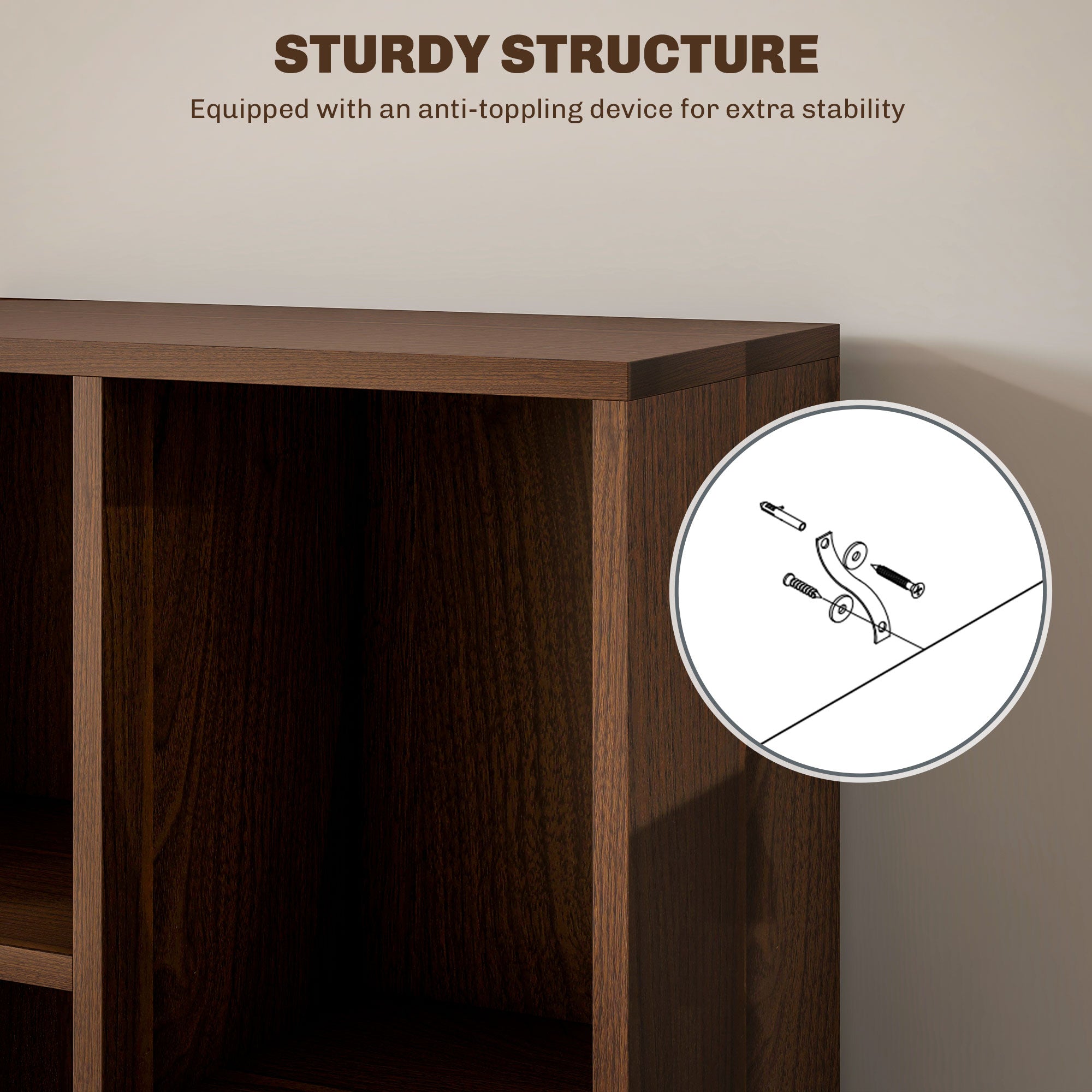Seven-Cube Walnut Wood Effect Bookcase - Walnut