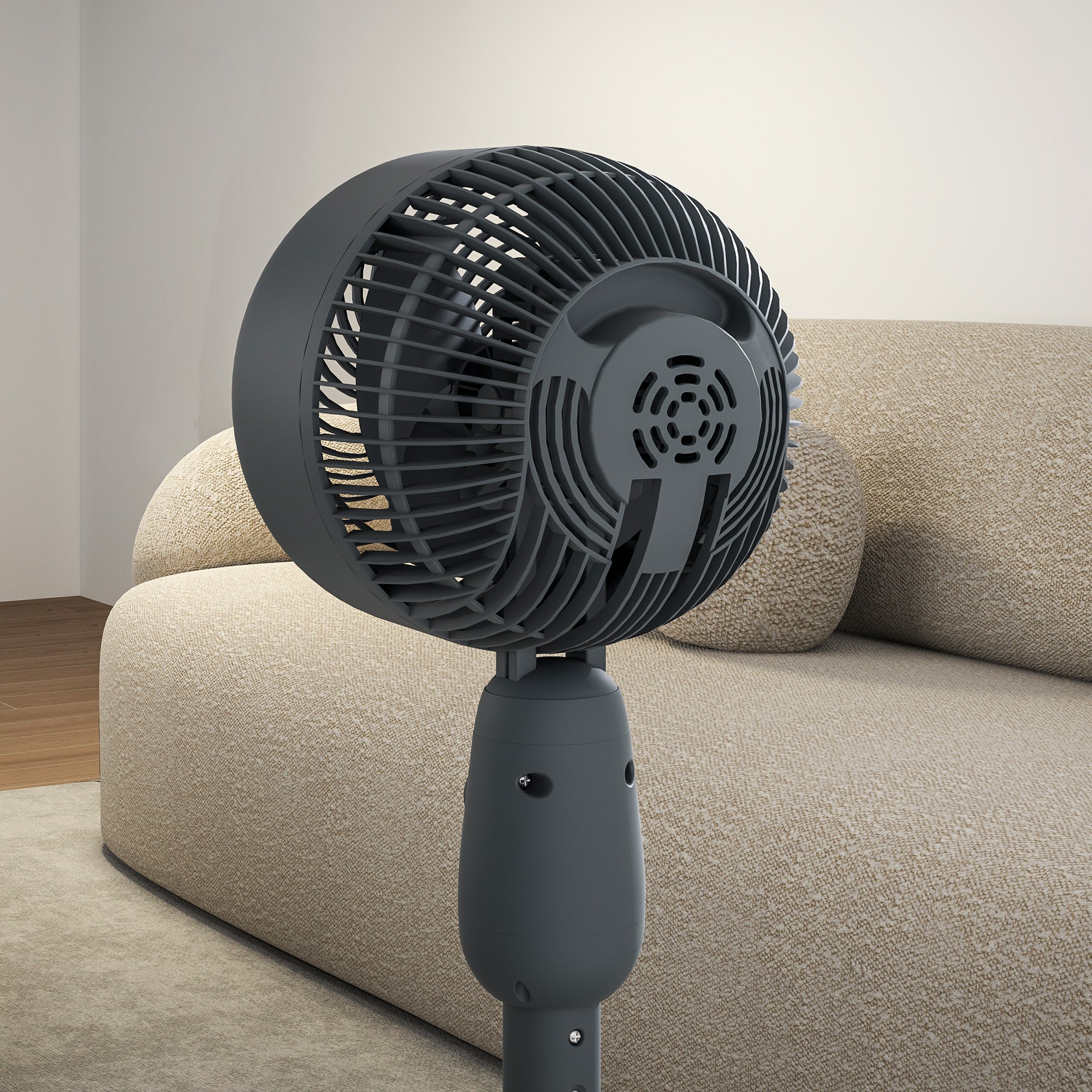 Pedestal Fan, Powerful Air Circulator, 12 Inch Floor Standing Fan with 3 Speed Settings, Oscillating Function for Bedroom, Home and Office, Grey
