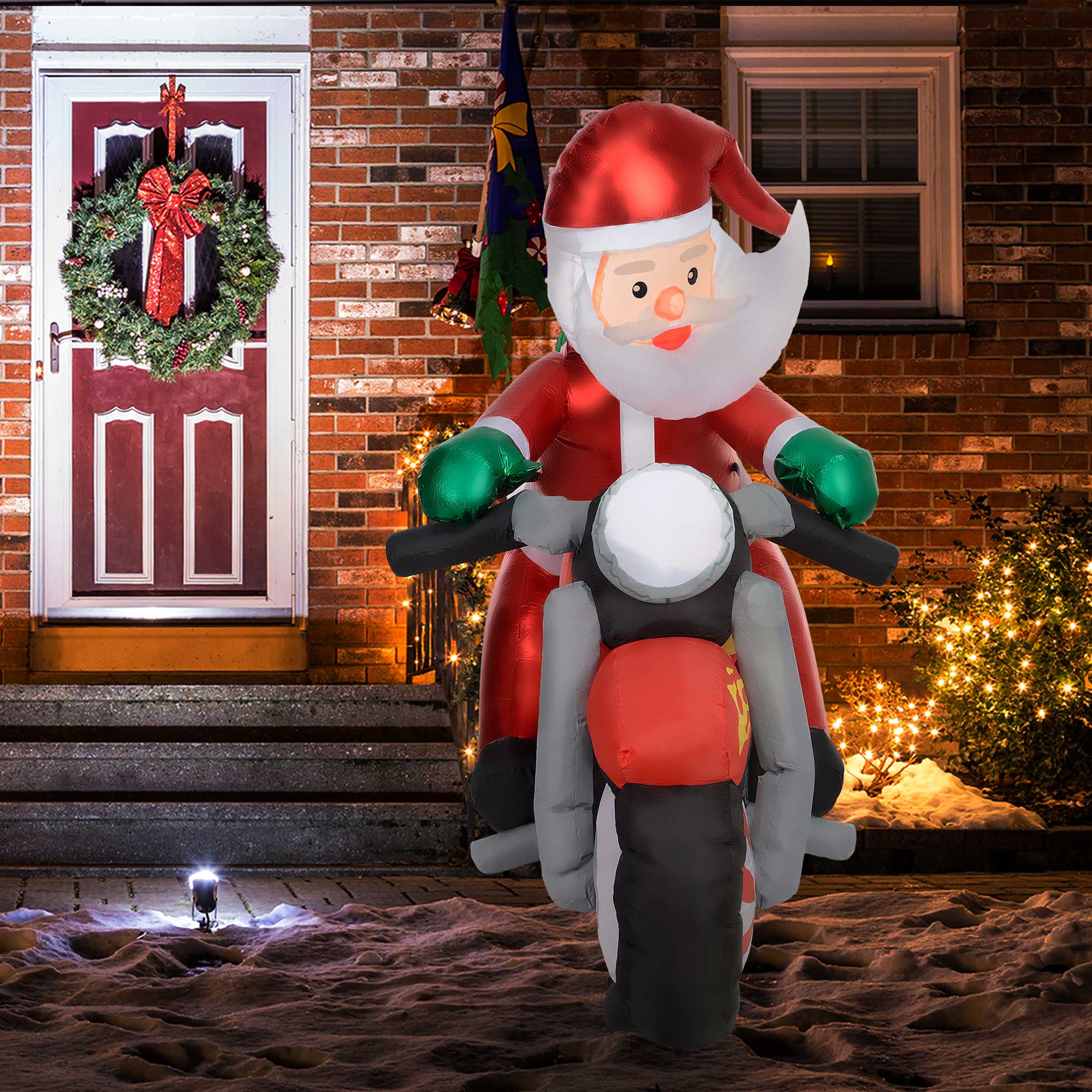 5.6ft Inflatable Santa Claus Motorcycle Decoration