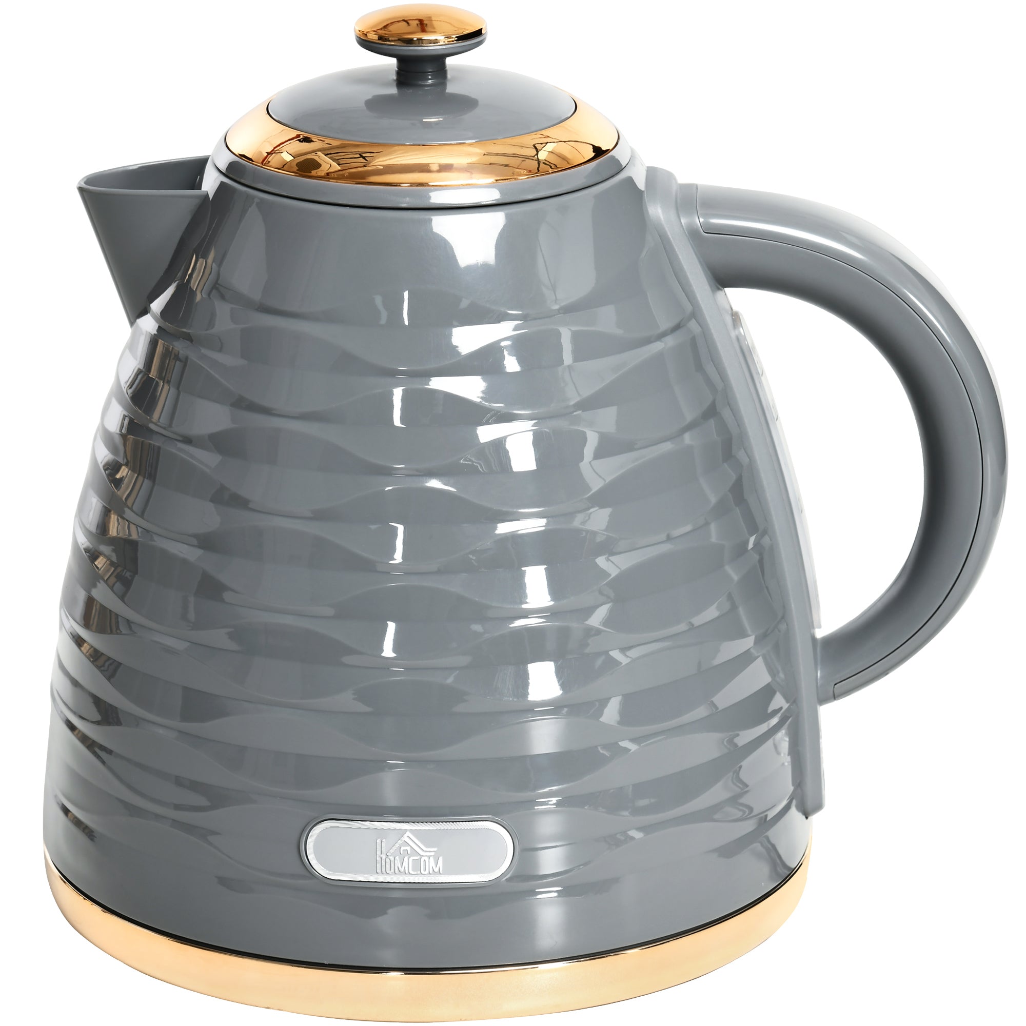 Electric Kettle, 1.7L, Fast Boil, 3kW Water Kettle with Removable Washable Anti-scale Filter, Auto Shut-off, 360° Swivel, BPA Free, Grey Water Ripple Texture