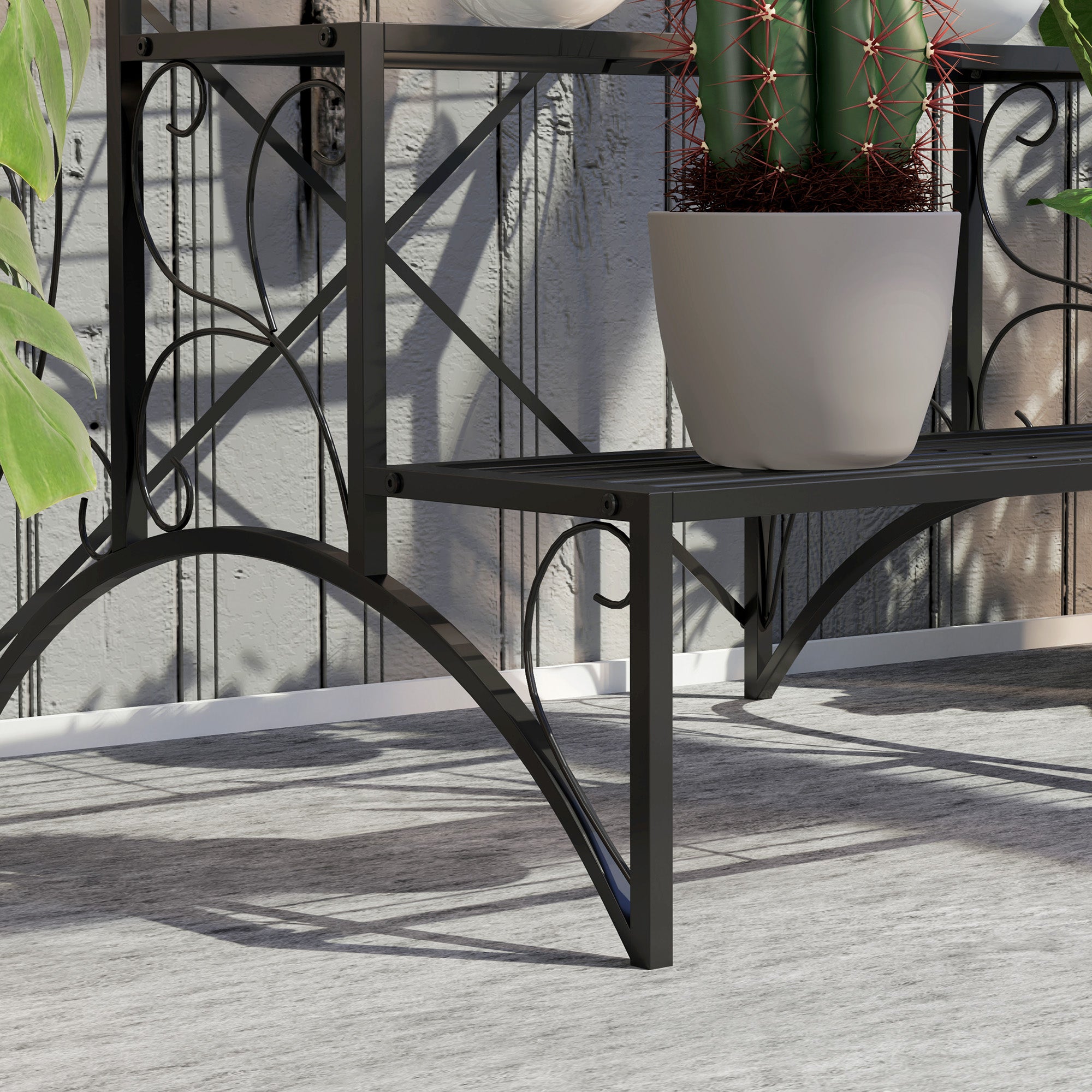 Three-Tier Decorative Metal Plant Stand - Black